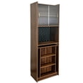 thumbnail image 5 of GZXS Folding Computer Desk with Storage and Glass Doors, Space-Saving Foldable Writing Table with Pegboard and Open Shelves, Study Workstation for Small Spaces, Walnut Finish, 5 of 7