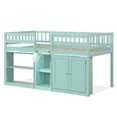 thumbnail image 1 of Costway Low Loft Bed with LED Light, Stairs & Guardrails, Modern Wood Kids Twin Bed Mint Green, 1 of 10
