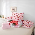 thumbnail image 6 of Homewish Kawaii Red Strawberry Bedding Comforter Set 7-Piece for Girls,Groovy Floral Flowers King Bedding Sets,Geometric Plaid Grid Ultra Soft Bed Sheets,Luxury Bedroom Decor,Reversible, 6 of 8