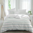 thumbnail image 2 of Turquoise Striped Bedding 3 Piece Duvet Cover Set California King, Farmhouse Pinstripes Geometric Color Soft Microfiber Comforter Cover with Zipper Closure & Pillowcases, FadeResistant Quilt Cover, 2 of 9