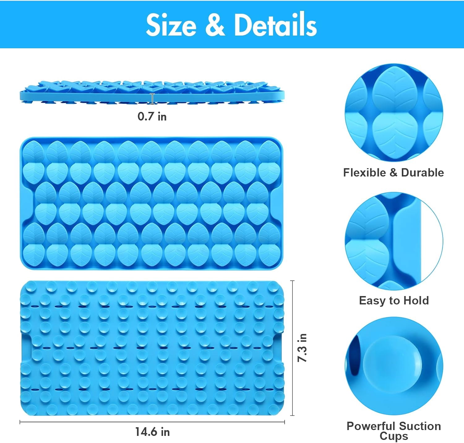 Silicone Snuffle Mat for Large Dogs, Dog Lick Mat Slow Feeder, Pet Licking Treat Mat with Suction Cups for Smell Training Slow Eating, XL Blue
