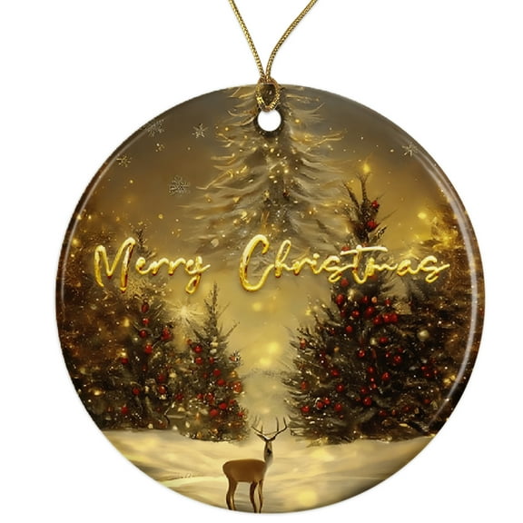 Deer Christmas Ornament - Winter Wonderland Holiday Decoration - Festive Tree Ornament - Perfect Christmas Gift - Holiday Celebration Decor Ceramic Ornament ORNW0281