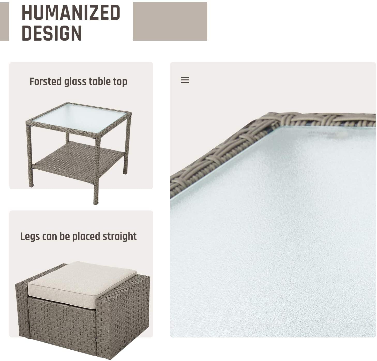 Buy SUNCROWN 5Piece Outdoor Conversation Set Patio Wicker Lounge