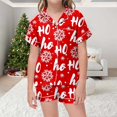 thumbnail image 2 of WEAIXIMIUNG Kids' Christmas Classic Print Button Down Collar Short Sleeve Top & Shorts Pajama Set 6-7 Years, 2 of 6