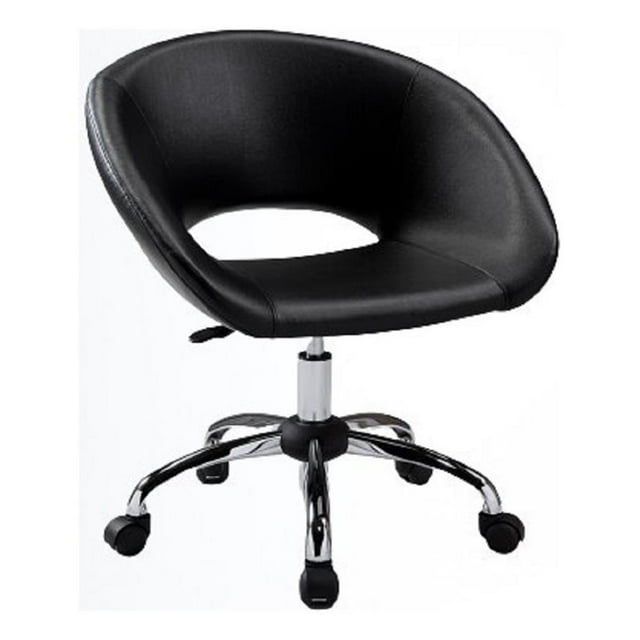 Pemberly Row Chaise de Bureau en Polyuréthane avec Base Chromée, Noire