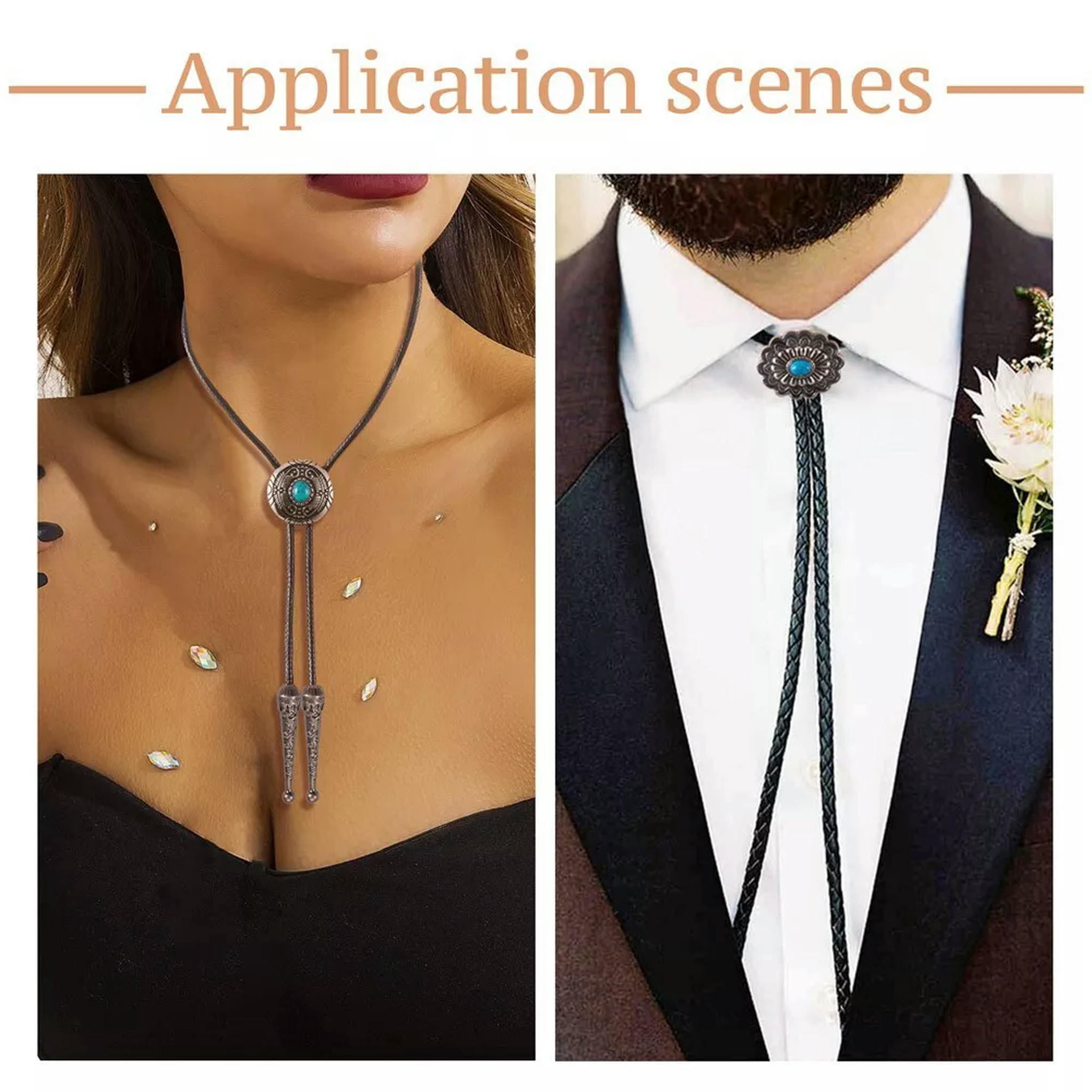 U8MO Zinc Alloy Buttons Cord End Braided Cowhide Cord DIY Flower Bolo Tie Making Kit