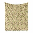 thumbnail image 1 of Tropical Soft Flannel Fleece Throw Blanket, Exotic Composition of Monkeys Trees and Fruits, Cozy Plush for Indoor and Outdoor Use, 50" x 60", Yellow Mauve, by Ambesonne, 1 of 5