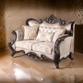 thumbnail image 4 of Benjara Cona 70" Loveseat- Gold Carved Details- Brown- Button Tufted Beige, 4 of 6
