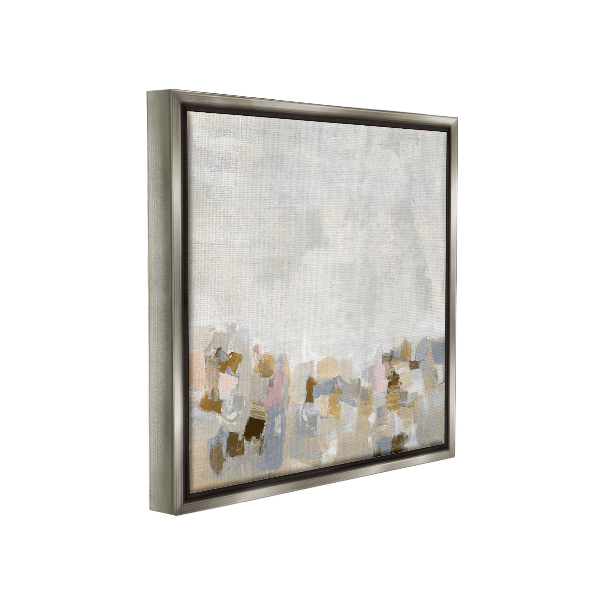 Stupell Industries Subtle Flecked Landscape Abstract Painting Gray Floater Framed Canvas Art Print Wall Art, 18 x 18