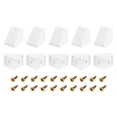 thumbnail image 1 of Paquete de 10 soportes de esquina de plástico de 90 grados con tapa, soportes de ángulo de 17.5x20x20mm con tornillos (Blanco), 1 of 6