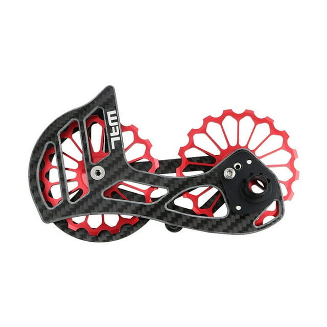 Oversized Ceramic Bearing Rustproof Pulley Rear Derailleur Cage Wear-resistant Hub Guide Wheel Kit Bike Accessories Outdoor Black/Red SD2