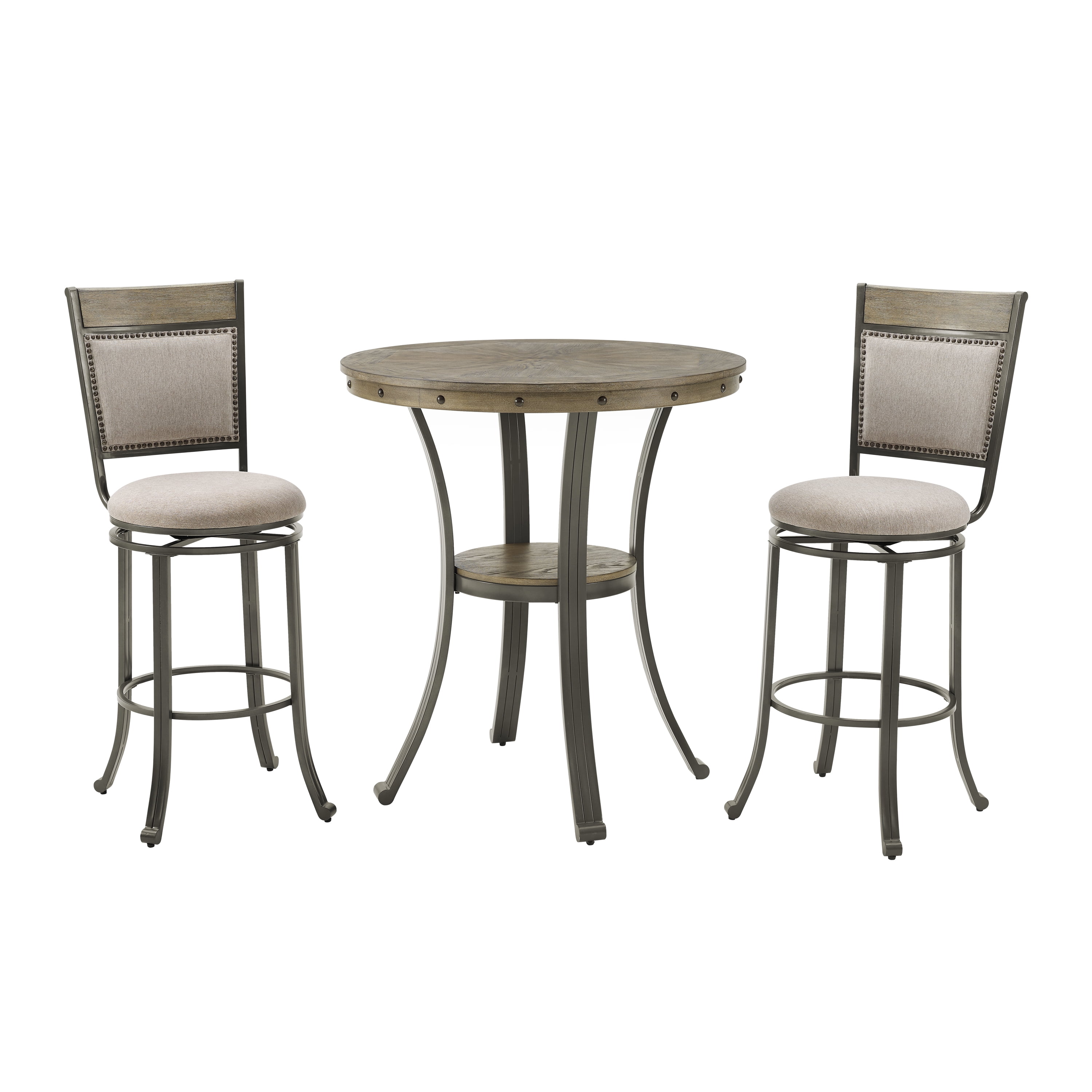 Powell Holloway 29.5" Metal Bar Stool with Swivel, Pewter