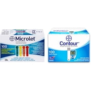 Bayer Contour Blood Glucose Test Strips, 100ct and Color Microlet Lancets, 100ct Bundle