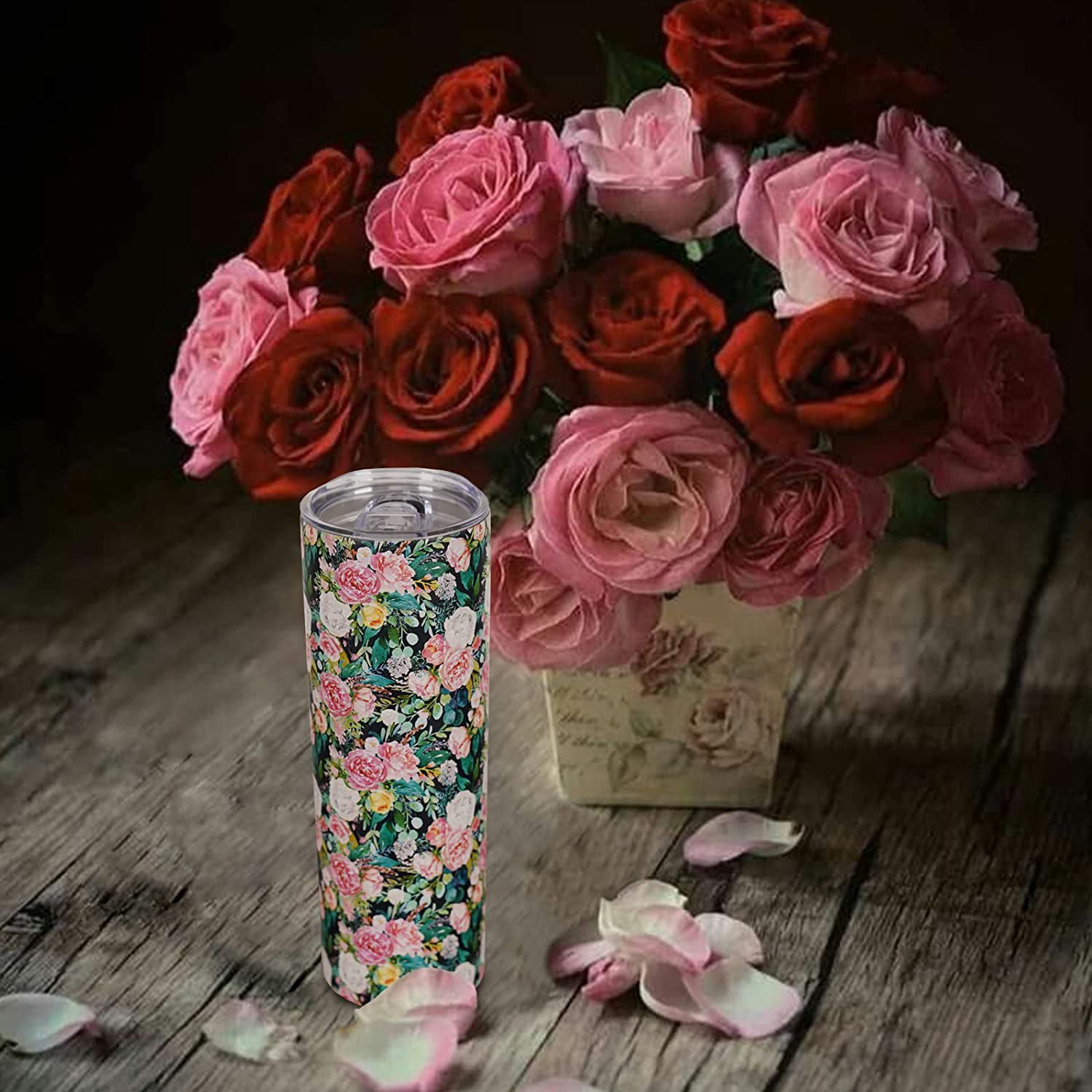 Pink Flower Tumbler Flower Cold Cup Cold Cup With Straw Pink Flowers Iced  Coffee Cup Cute Tumbler With Straw Daisy Tumbler 