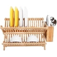 thumbnail image 2 of TORUBIA Dish Rack Drain Rack Collapsible No Installation 2-Tier Large Folding Bamboo Dish Drying Rack for Kitchen Counter (Natural, 16.14" X 10.04" X 9.45"), 2 of 6