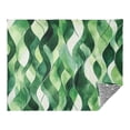 thumbnail image 2 of 70x55 Inches Glow in The Dark Blanket Cozy Throw Camping Blankets for Home and Outdoor Use Watercolor Green Wavy Lines, 2 of 8