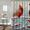 thumbnail image 2 of Patifu Cardinals Branch Snow Shower Curtain for Bathroom Decoration 100% Polyester with Hooks 60"x72, 2 of 7