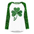thumbnail image 4 of Plebaso Hauts pour Femmes de la Saint-Patrick Blouses à Col Rond Trèfle Imprimé Manches Longues T-Shirts Décontractés pour Femmes, 4 of 4