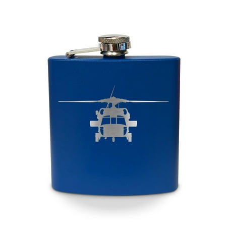 

MH-60S Knighthawk Flask 6 oz - Laser Engraved - Stainless Steel - Drinkware - Bachelor Bachelorette Party - Bridal Shower Gifts - Pocket Hip - helicopter uh-60 uh60 blackhawk s-70 s70 - Royal Blue