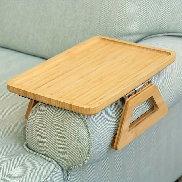 DEBGFS 1pc Couch Arm Table Clip On Tray Sofa Table For Couches Couch Arm Tray Table Portable Table TV Table And Side Tables For Small Spaces Stable Sofa Arm Table For Eating And Drink,Log