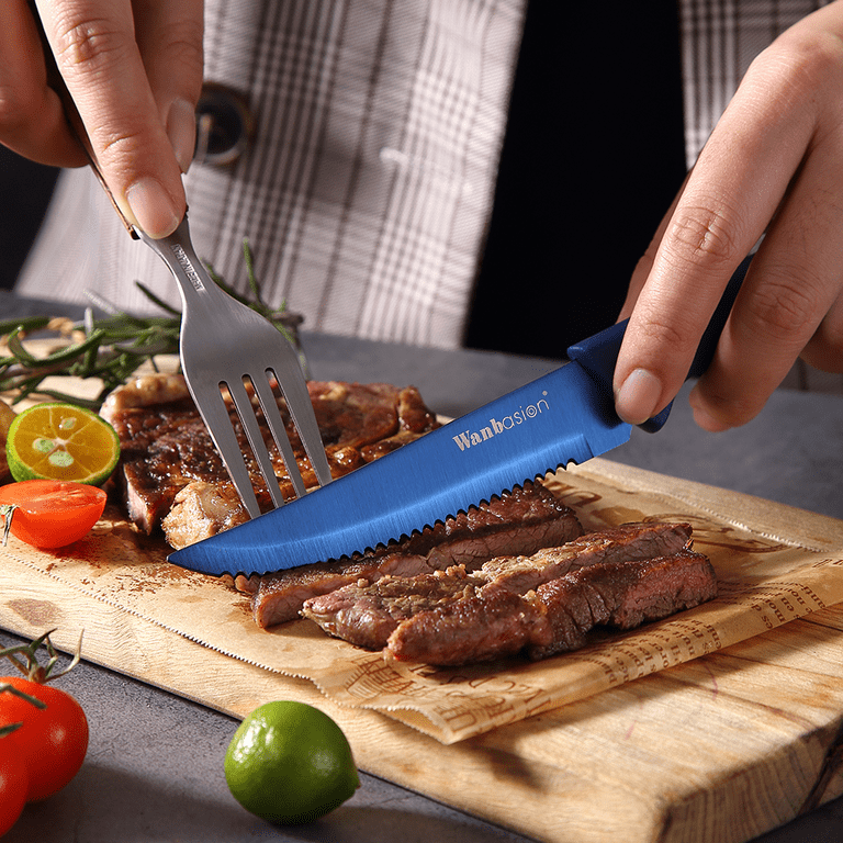 EcoCut 8 Piece Steak Knife Set, Blue – Dura Living