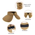 thumbnail image 4 of Sombrero de paja con visera para el sol y ala ancha para mujer, gorra plegable para mujer, sombrero de playa con cola de caballo y bolsa de almacenamiento para el verano, 4 of 4