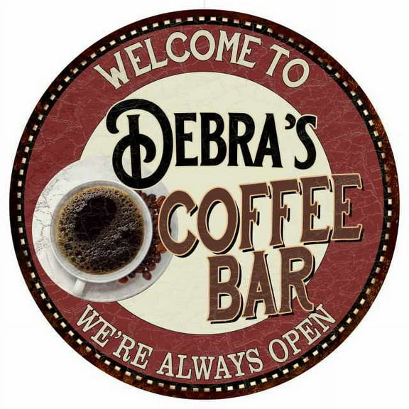 Debra's Coffee Bar Round Metal Sign Kitchen Room Wall Decor 100140041041