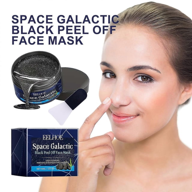 Mascarilla facial exfoliante negra Space Galactic, mascarilla para eliminar puntos negros, mascarilla de limpieza profunda de carbón para eliminar puntos negros y reducir los poros (3 unidades)