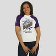 thumbnail image 4 of Women's WEAR by Erin Andrews White Baltimore Ravens Sleeve Stripe Distressed Raglan T-Shirt, 4 of 6