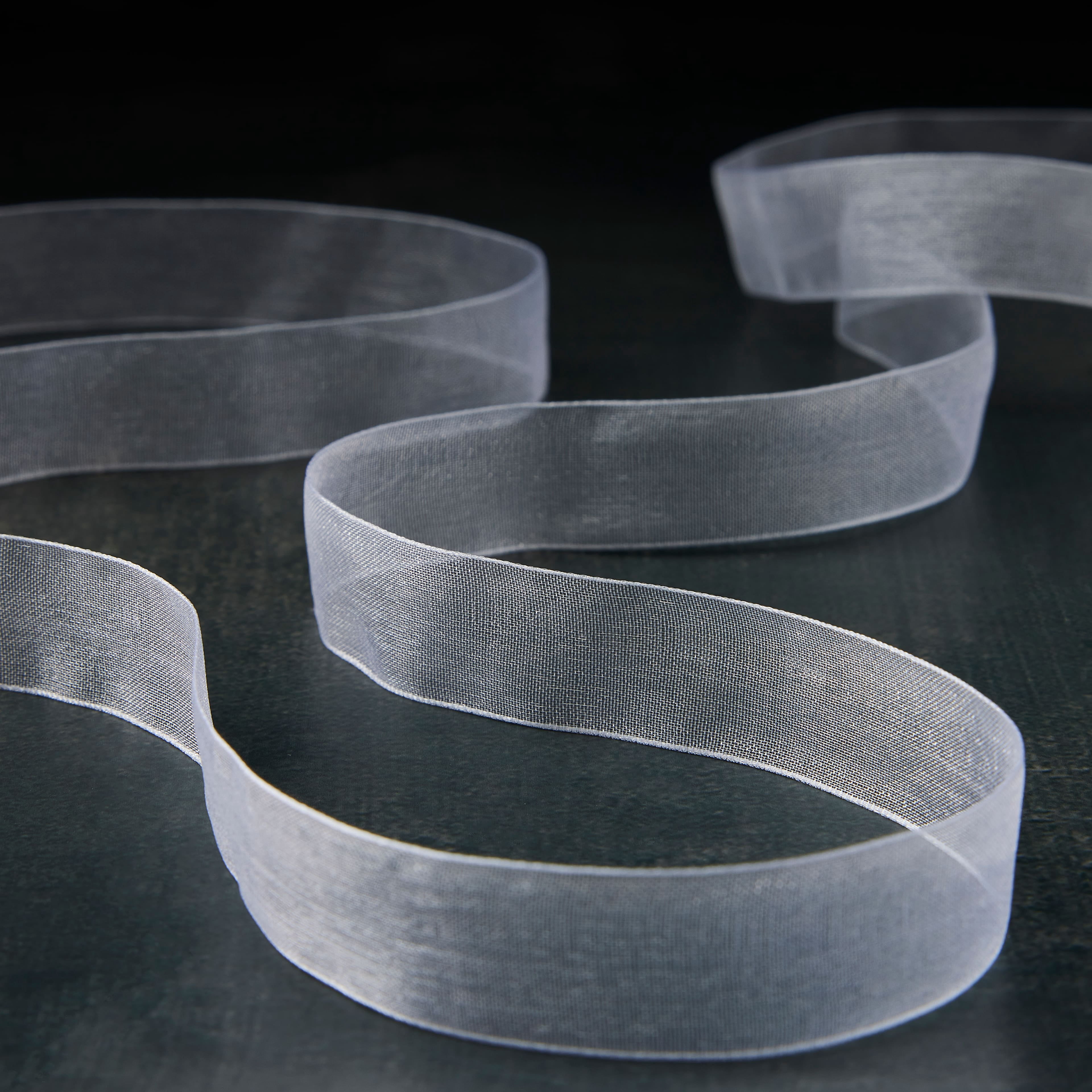 Celebrate It 5/8" x 15yd. White Sheer Ribbon - Non-Wired with Woven Selvage, Nylon, Ideal for Gift Wrapping, Bows, Garlands & DIY Crafts, 12 Pack