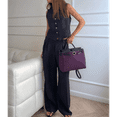 thumbnail image 5 of Women'S 2 Piece Outfits Linen Vest Waistcoat Dressy Casual Sets Wide Leg Pants Suits Black M, 5 of 7