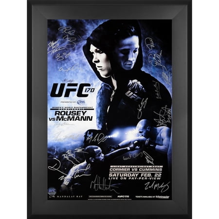 UFC 170 Rousey vs. McMann Framed Autographed 27" x 39" 24-Signature Event Poster - Fanatics Authentic Certified