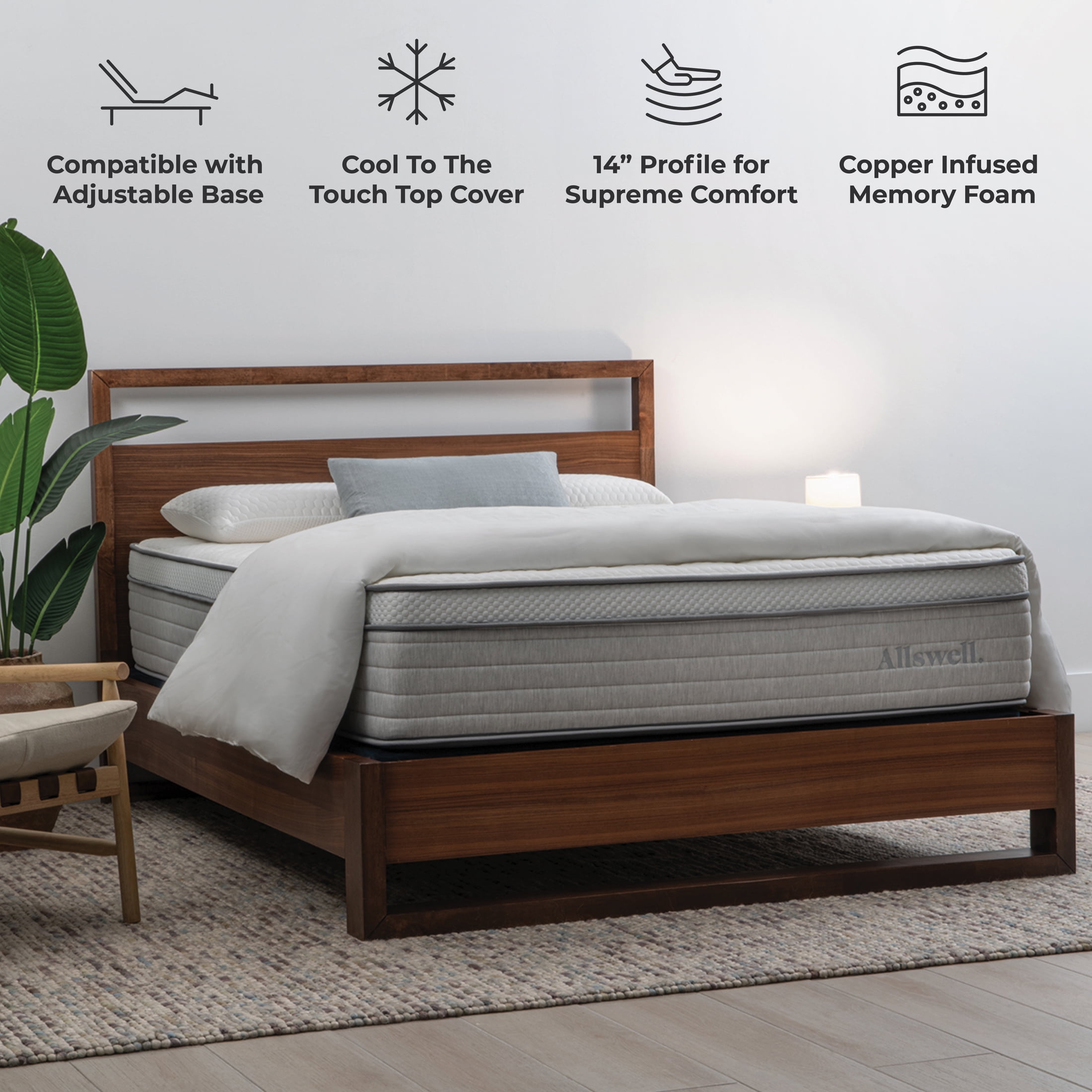 The Allswell Supreme Cooling 14" Twin XL Bed in a Box Hybrid Mattress