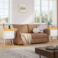 thumbnail image 6 of Pinmoco Set of 2 Tall Nightstand, 2 Drawers LED Bedside Tables with Charging Station and Top Fences, White & Oak, 6 of 9