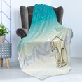 thumbnail image 4 of Polar Bear Soft Flannel Fleece Blanket, Northern Landscape Arctic Baby Polar Bears on Snow Ice Family Animal, Cozy Plush for Indoor and Outdoor Use, 50" x 70", Turquoise Cream White, by Ambesonne, 4 of 5