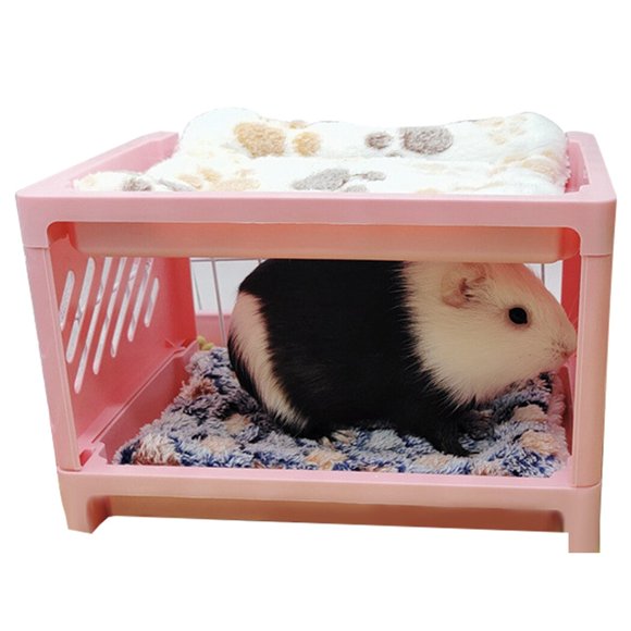 Lit Superposé pour Cochon d'Inde : Cachette Détachable pour Hamster, Petit Lit pour Animal avec Tapis et Couverture
