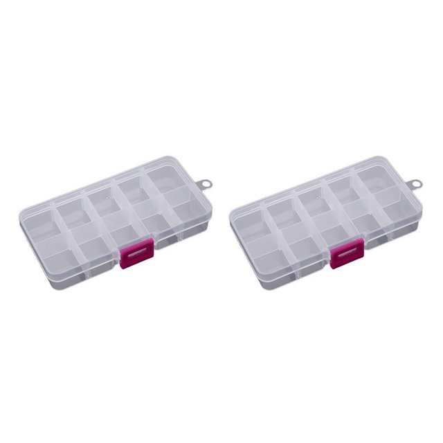 Injueey Caja de almacenamiento transparente de 10 rejillas, caja vacía de herramientas, contenedor de joyería de plástico, organizador de Type1 NO1