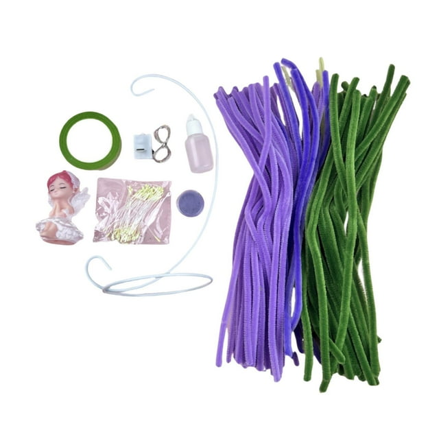 Materiales para manualidades con limpiapipas, luz nocturna, proyectos de arte DIY, flores DIY, lámpara de noche Púrpura