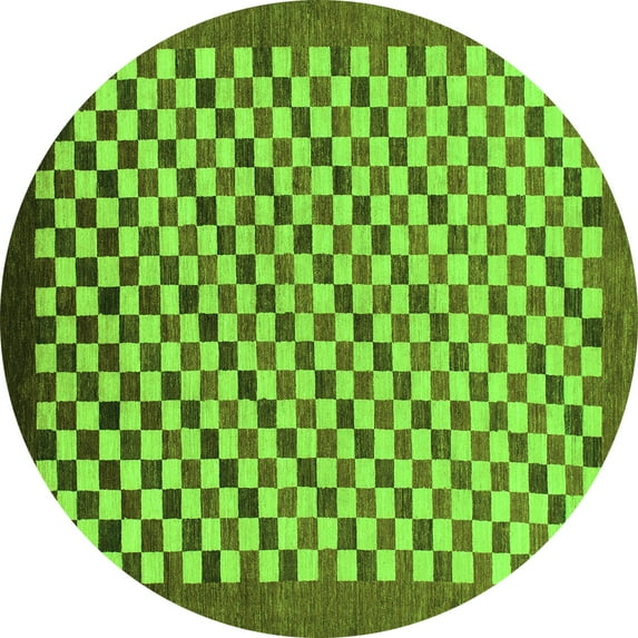Ahgly Company Indoor Round Checkered Green Modern Area Rugs, 6' Round
