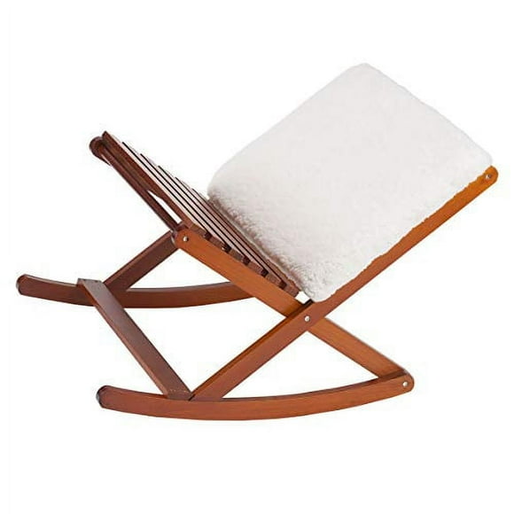 Deluxe Foldable Rocking Footrest, Adjustable Fold-Away Foot Stool with Sherpa Cushion