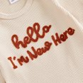 thumbnail image 6 of Cjfdfy Newborn Baby Boy Girl Fall Outfit Hello I'm New Here Print Long Sleeve Ribbed Romper And Hat Infant Cute Coming Home Fall Winter Outfit 0-6 Months, 6 of 9