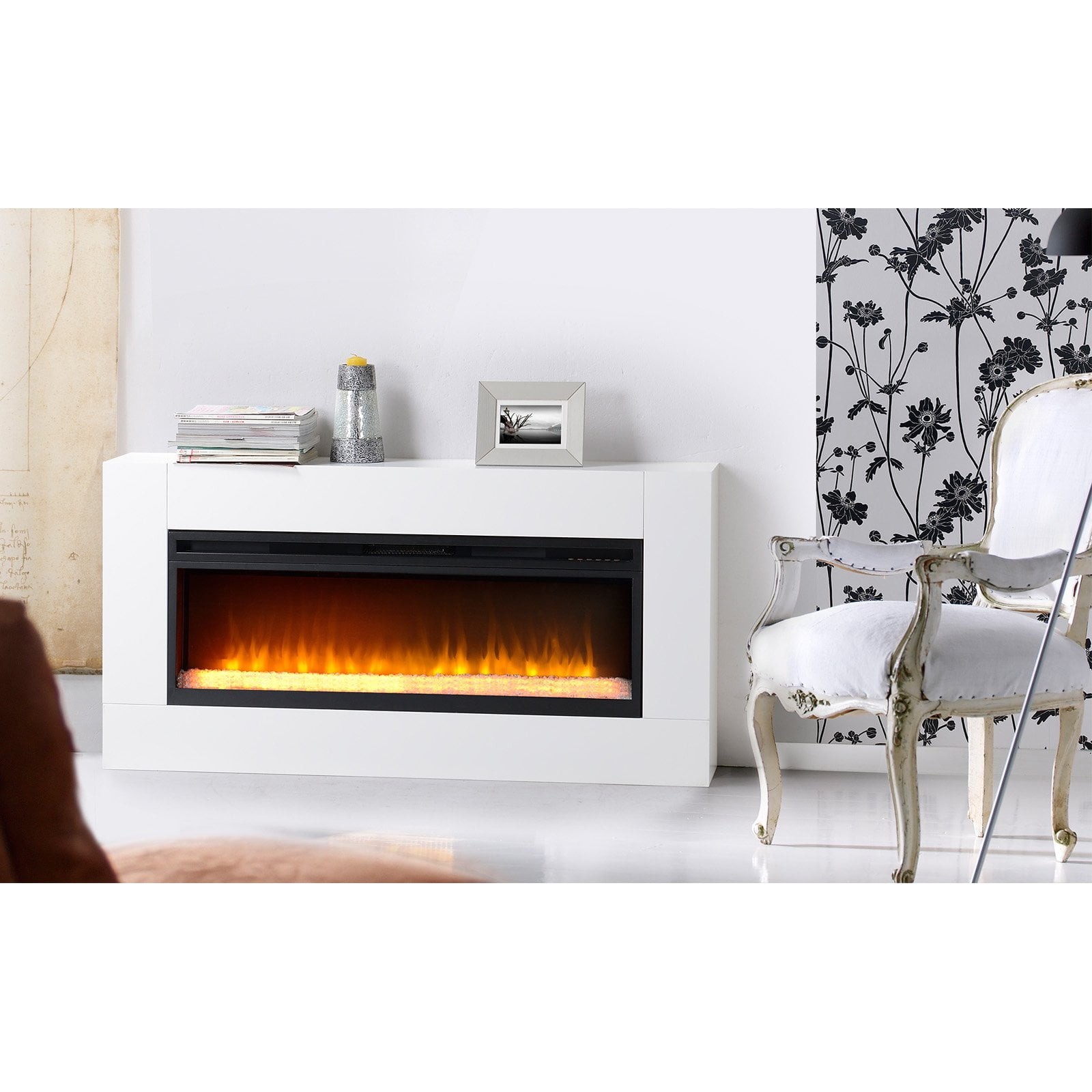Mantova Freestanding Firebox In Black Finish Com