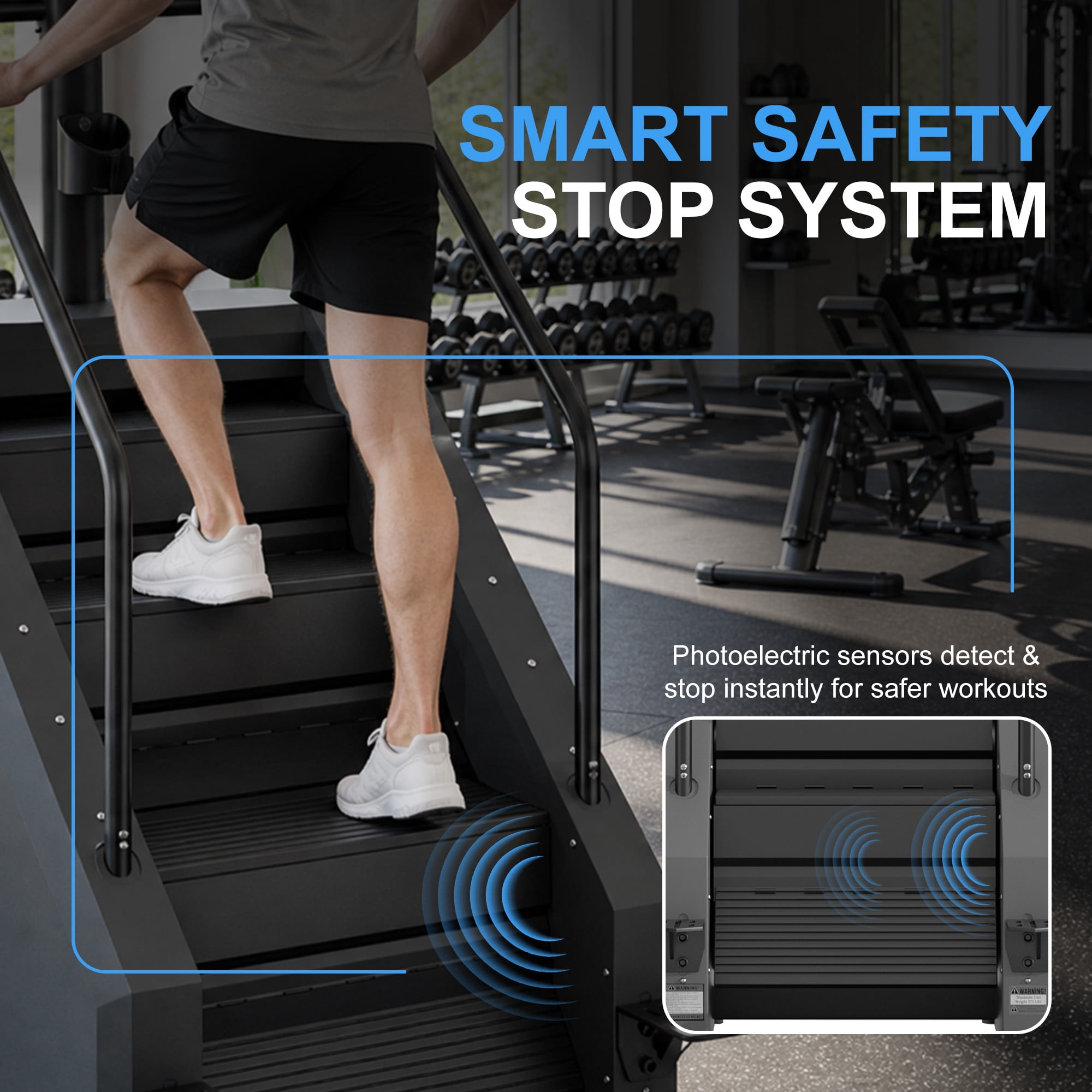 INTRTLOCKINGING TILES Stair Stepper Machine, 375 LB Capacity with 15 Resistance Levels for Home Cardio & Strength Training