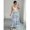 Blue and White, variant on Womens Blue and White Boho V-Neck Tiered Maxi Dress With Lace & Tassel
