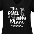 thumbnail image 4 of Inktastic Spring Break the Beach is My Happy Place Women's Plus Size V-Neck T-Shirt, 4 of 5