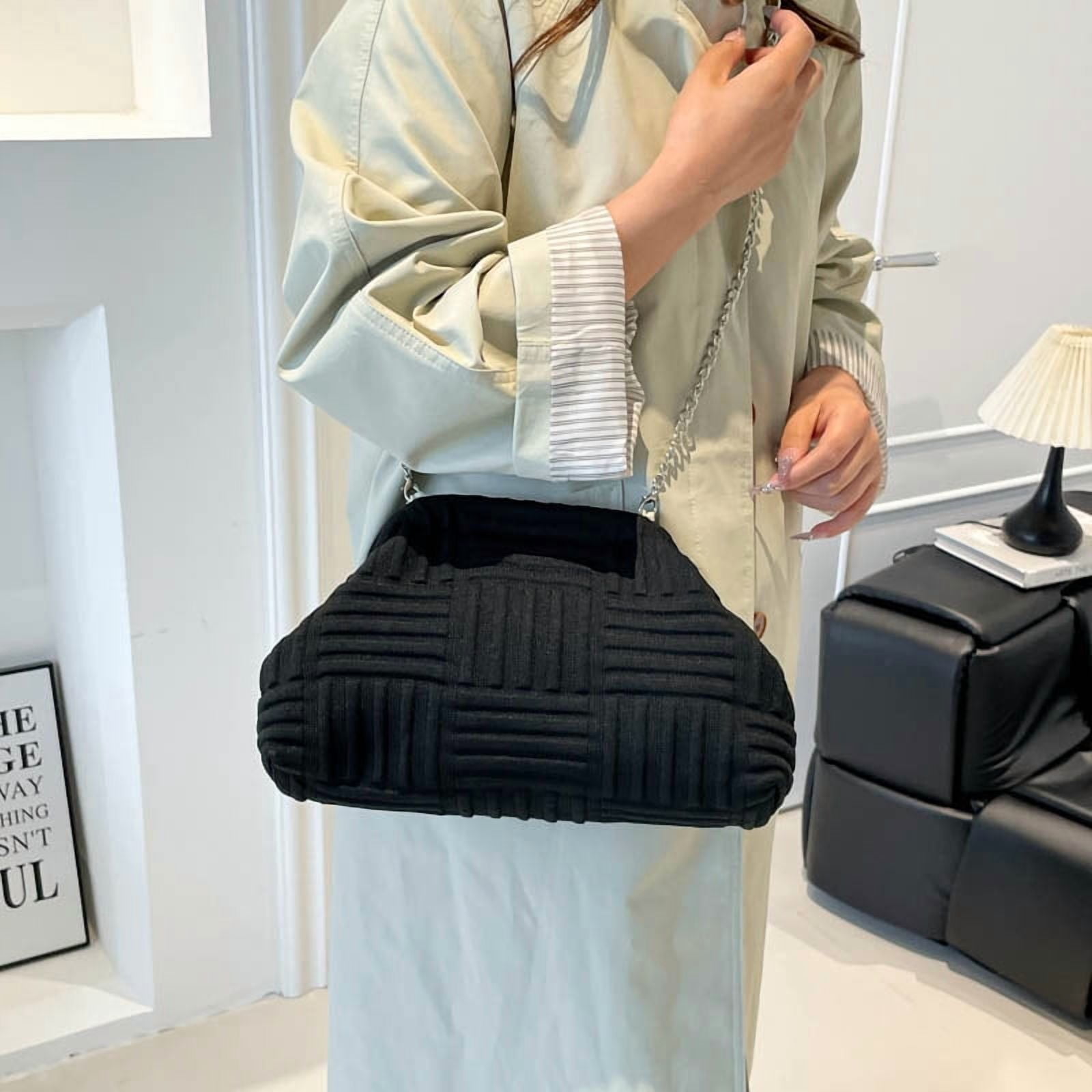 Baguery Women's Soft Cloud Bag - Y2K Pleated Dumpling One-shoulder Tote, Plush Crossbody/Clutch