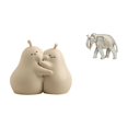 thumbnail image 1 of Sujetalibros De Cerámica Con Forma De Pera Abrazable Y Escultura Rústica De Animal, Figura De Elefante De Madera Tallada A Mano Para Adorno De Estantería Y Regalo Maravilloso., 1 of 8