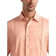 thumbnail image 4 of Cafe Luna Men's and Big Men's Short Sleeve Linen-Cotton Tuck Panel Woven Shirt, Sizes S-5XL, 4 of 7