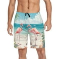 thumbnail image 5 of joogoo Mens Swim Trunks Flamingos and Starfish Shells on Beach Beach Shorts Drawstring Elastic Waist Swimwear Bathing Suits M, 5 of 6