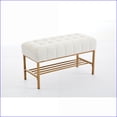 thumbnail image 3 of Storage Bench, Modern Teddy Fabric Upholstered with Shelf, Ivory, Metal Legs for Bedroom Entryway Living Room 300 LB | Polyester Blend | Ivory, 3 of 26